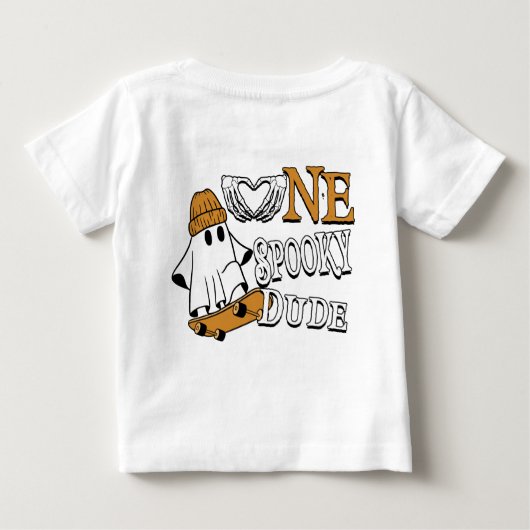 T-shirt Pour Bébé Halloween Blanc Un Mec Fantôme 1er Anniversaire (Dos)
