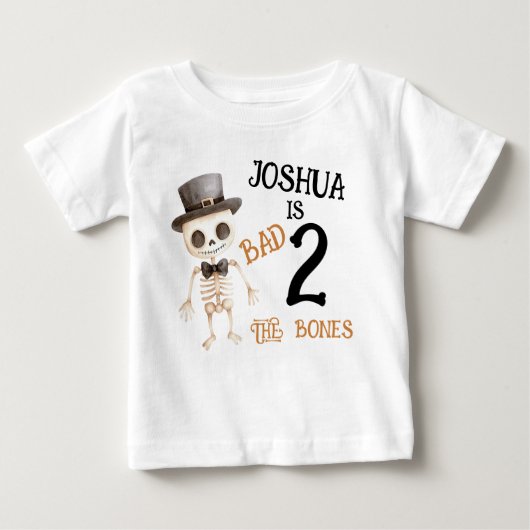 T-shirt Pour Bébé Halloween Brown Mauvais Deux L'Os 2e Anniversaire (Devant)