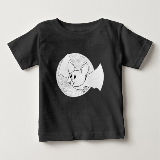 T-shirt Pour Bébé Halloween de chauve-souris et de lune (Devant)