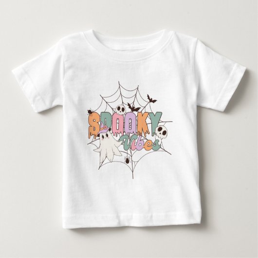 T-shirt Pour Bébé Halloween éffrayant Vibes (Devant)