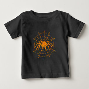 T-shirt Pour Bébé Halloween Épouvantable Araignée Orange et Toile
