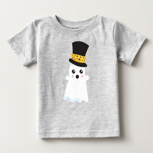 T-shirt Pour Bébé Halloween, Fantôme, Casquette, Boo, Trick Ou Trait (Devant)
