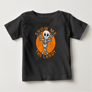 T-shirt Pour Bébé Halloween Me Montrez-Moi Le Squelette Candy
