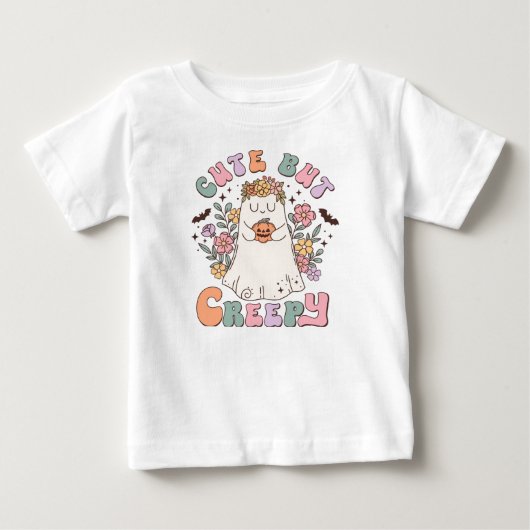 T-shirt Pour Bébé Halloween Mignon Mais Flippant (Devant)