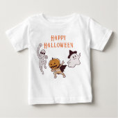 T-shirt Pour Bébé Halloween mignonne fantôme, maman, Monstre Citroui (Devant)