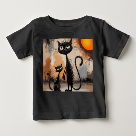 T-shirt Pour Bébé Halloween Petit Chat Gros Chat (Devant)