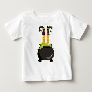 T-shirt Pour Bébé Halloween, Sorcière Cauldron, Jambes de sorcière,