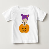 T-shirt Pour Bébé Halloween, Sorcière, Citrouille, Boo, Trick Ou Tra (Devant)
