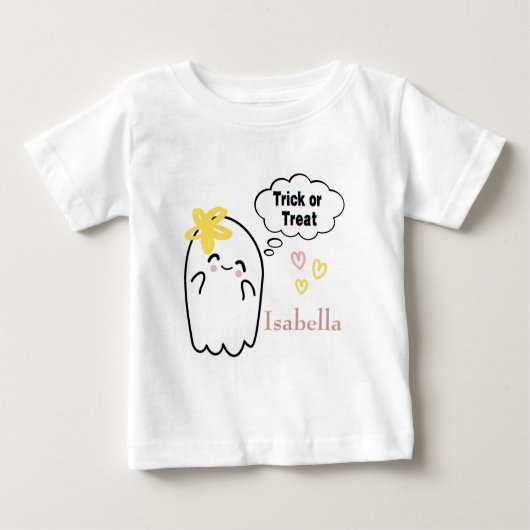 T-shirt Pour Bébé Halloween Trump ou Treat Cute Ghost (Devant)