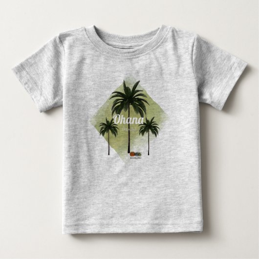 T-shirt Pour Bébé HAMbyWG Hawaiin Thème Palmiers avec Ohana (Devant)