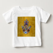 T-shirt Pour Bébé Hamsa Coeurs Fleurs Opal Art sur Or (Devant)