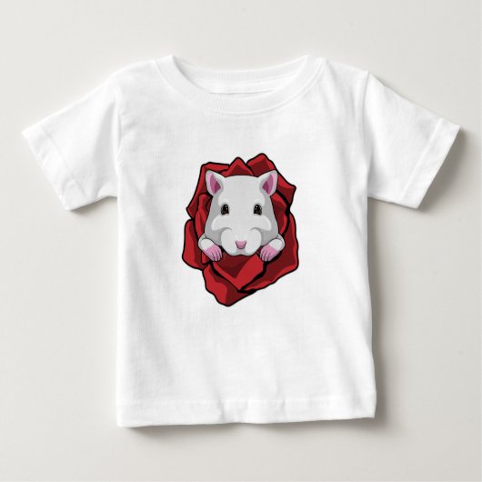 T-shirt Pour Bébé Hamster avec Rose (Devant)