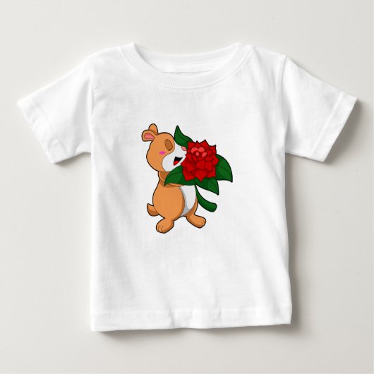 T-shirt Pour Bébé Hamster avec Rose à fleurs (Devant)