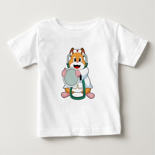 T-shirt Pour Bébé Hamster comme docteur avec Stethoscope.PNG (Devant)