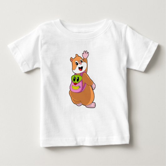 T-shirt Pour Bébé Hamster en tant qu'étudiant avec sac à dos.PNG (Devant)