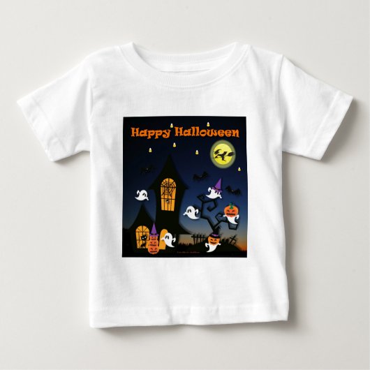 T-shirt Pour Bébé Happy Halloween Haunted House (Devant)