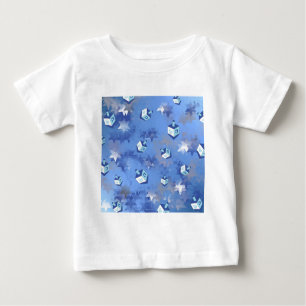 T-shirt Pour Bébé Happy Hanoukka Falling Stars and Dreidels