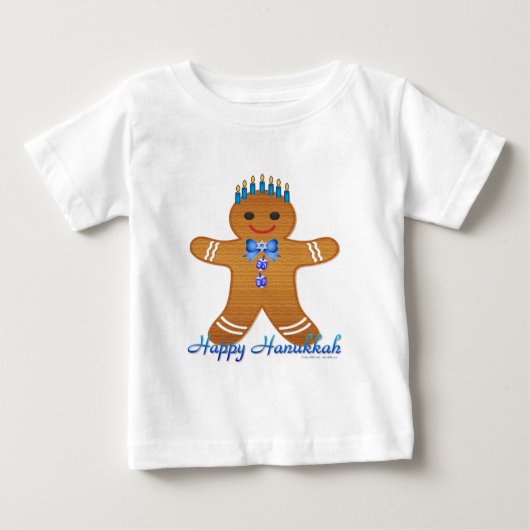 T-shirt Pour Bébé Happy Hanoukka Gingerbread Man Menorah (Devant)
