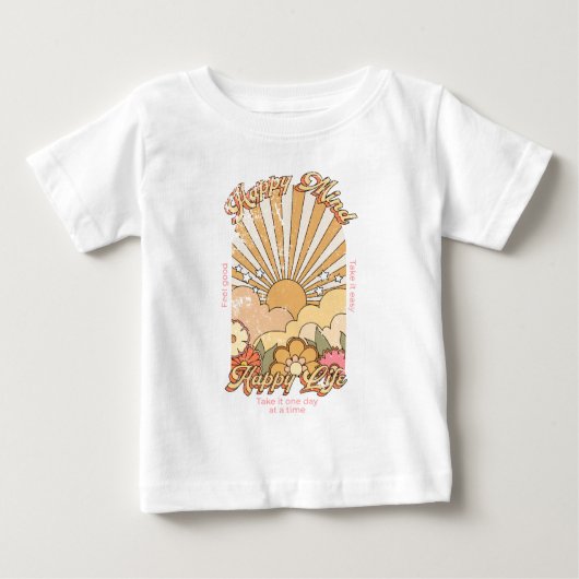 T-shirt Pour Bébé Happy Mind Happy Life Hippy Vibes Super (Devant)