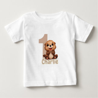 T-shirt Pour Bébé Happy Otter's 1st Birthday!