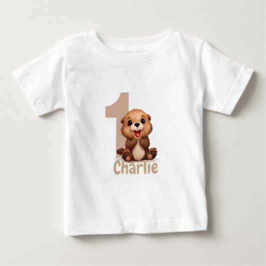 T-shirt Pour Bébé Happy Otter's 1st Birthday! (Devant)