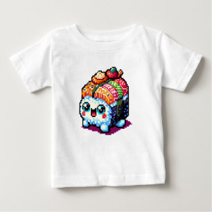 T-shirt Pour Bébé Happy Sushi Roll - Cute Pixel Art Japonais Nourrit