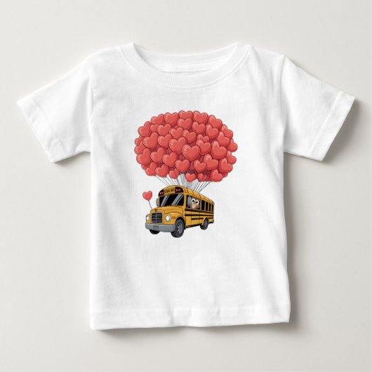 T-shirt Pour Bébé Happy Valentine's Day Bus with Owl (Devant)