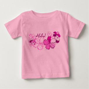 T-shirt Pour Bébé Hawaïen de ketmie de griffonnage Aloha