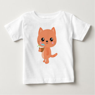 T-shirt Pour Bébé Hawaii Cat, Cute Cat, Orange Cat, Cocktail, Luau
