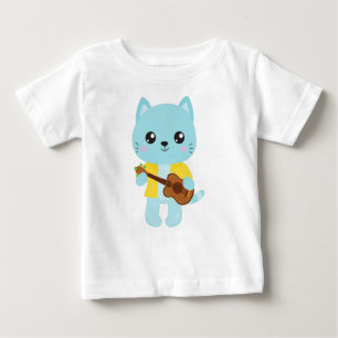 T-shirt Pour Bébé Hawaii Chat, Cute Chat, Blue Chat, Guitare, Luau