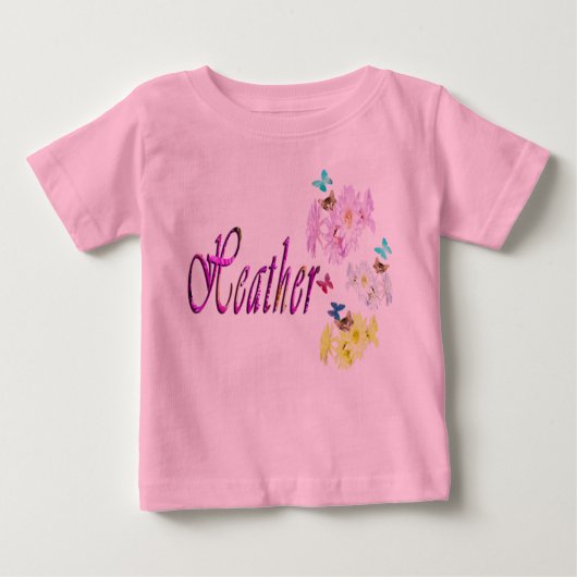 T-shirt Pour Bébé Heather, Nom, Avec Chatons,  (Devant)