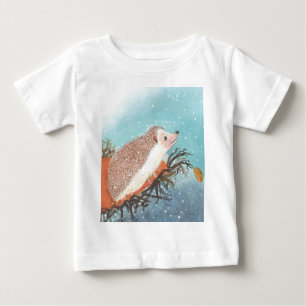 T-shirt Pour Bébé Hérisson et premiers flocons de neige