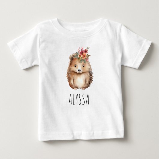 T-shirt Pour Bébé Hérisson Féminin Personnalisé (Devant)