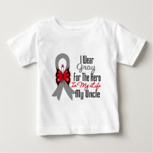 T-shirt Pour Bébé Héros de ruban de cancer du cerveau mon oncle