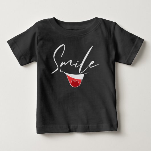 T-SHIRT POUR BÉBÉ HEUREUSE HUMEUR SOURIANTE. (Devant)