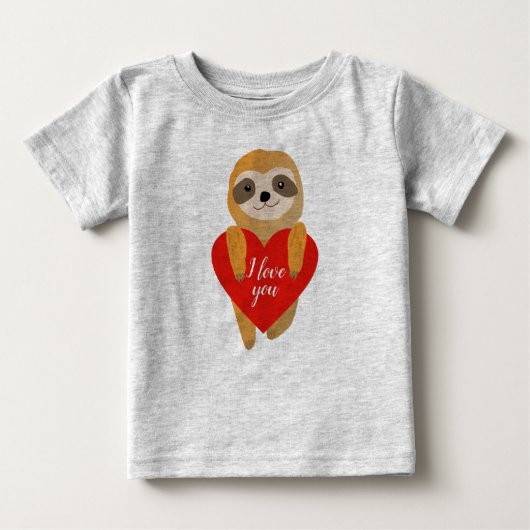 T-shirt Pour Bébé Heureuse Sainte-Valentin | Jolie Sloth Coeur (Devant)