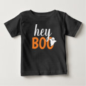 T-shirt Pour Bébé Hey Boo Orange Black Funny Halloween Ghost (Devant)