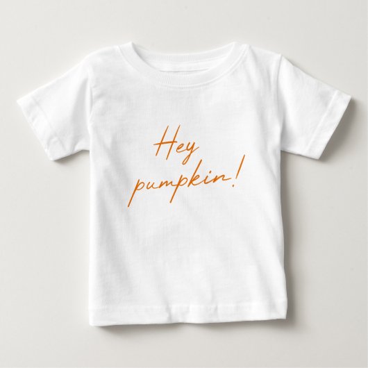 T-shirt Pour Bébé Hey Citrouille Halloween Burnt Orange manuscrit (Devant)