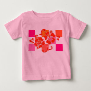 T-shirt Pour Bébé Hibiscus à carreaux Floral Hawaïen