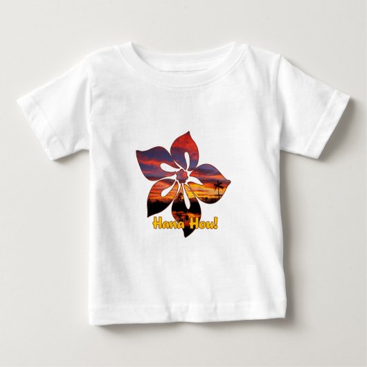 T-shirt Pour Bébé Hibiscus du coucher du soleil Tee hawaïenne (Devant)