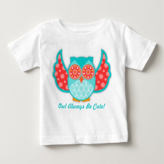 T-shirt Pour Bébé Hibou Boheme Teal et rouge (Devant)