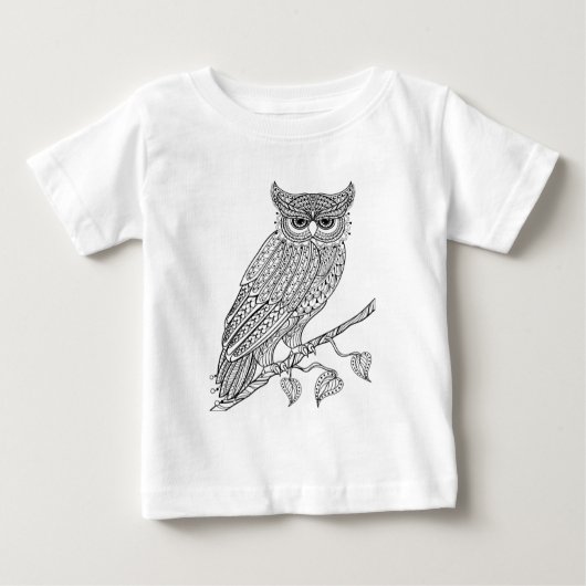 T-shirt Pour Bébé Hibou magique inspiré se reposant sur la branche (Devant)