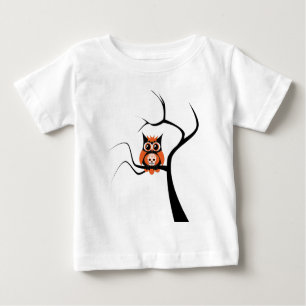 T-shirt Pour Bébé Hibou orange de crâne de sucre dans l'arbre