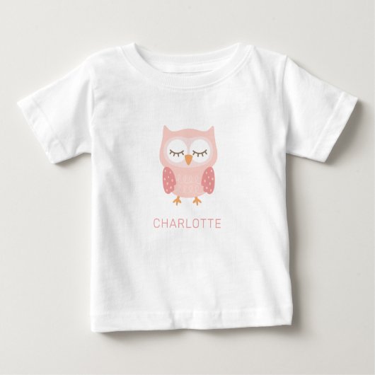 T-shirt Pour Bébé 'Hibou rose', pyjama personnalisé mignon  (Devant)