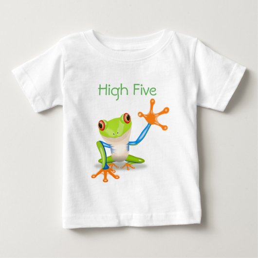 T-shirt Pour Bébé High Five Orange and Blue Funny Frog Shirt (Devant)