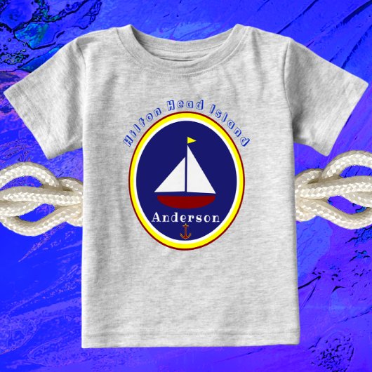 T-shirt Pour Bébé Hilton Head Island Cute Sailboat Ancre et nom
