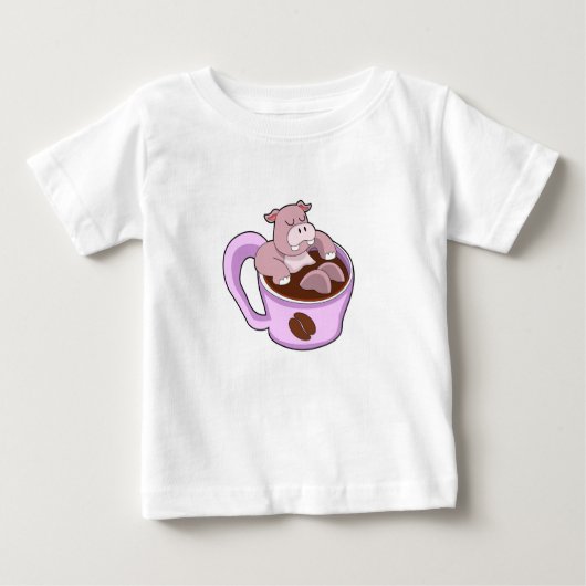 T-shirt Pour Bébé Hippo avec la coupe du café (Devant)