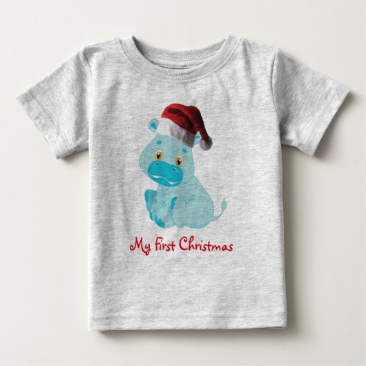 T-shirt Pour Bébé Hippo bébé de Noël (Devant)