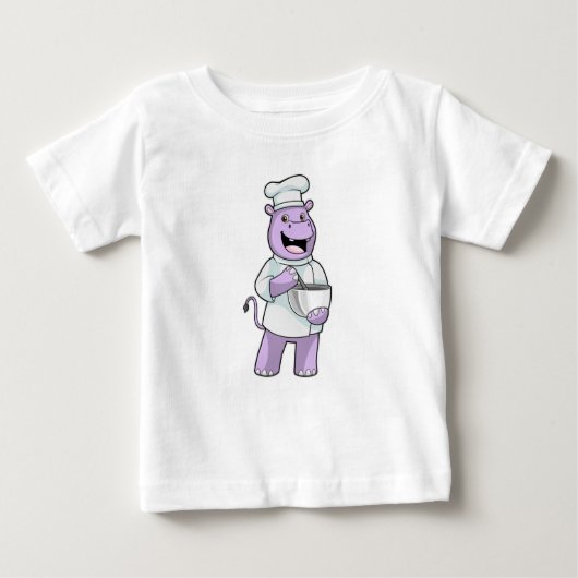 T-shirt Pour Bébé Hippo comme chef avec bol (Devant)