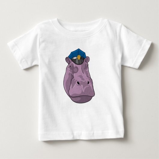 T-shirt Pour Bébé Hippo en tant que policier (Devant)